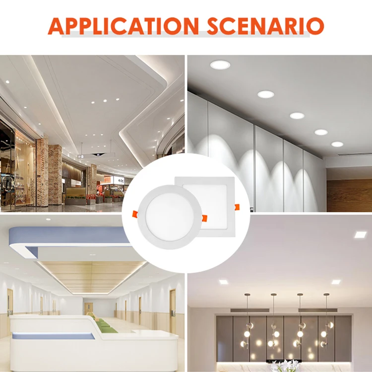 Ushine Indoor Square Round Office Hotel Home Aluminum Recessed Ceiling Slim LED Panel Light