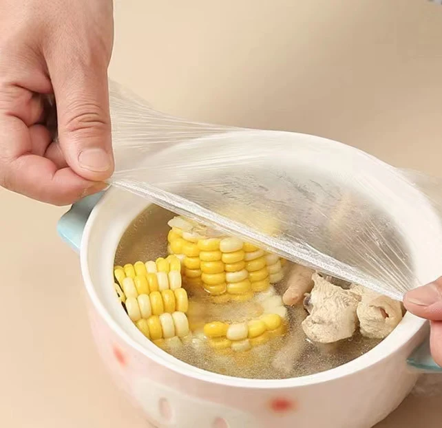 100pcs Disposable Food Cover Plastic Wrap Elastic Food Lids For Fruit Bowls Cups Storage Kitchen Fresh Keeping Saver Bag