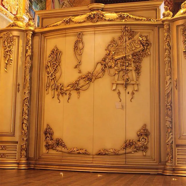 Castle Wooden Boat Round Bed Carved Wood Indian style Gold Antique Twin Bedroom furniture Luxury Baroque Super King Size Beds