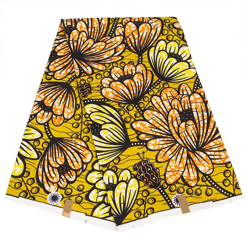 Panno stampato a cera calico textile africa golden ankara printed wax fabric 100% polyester double sided wax printed cloth