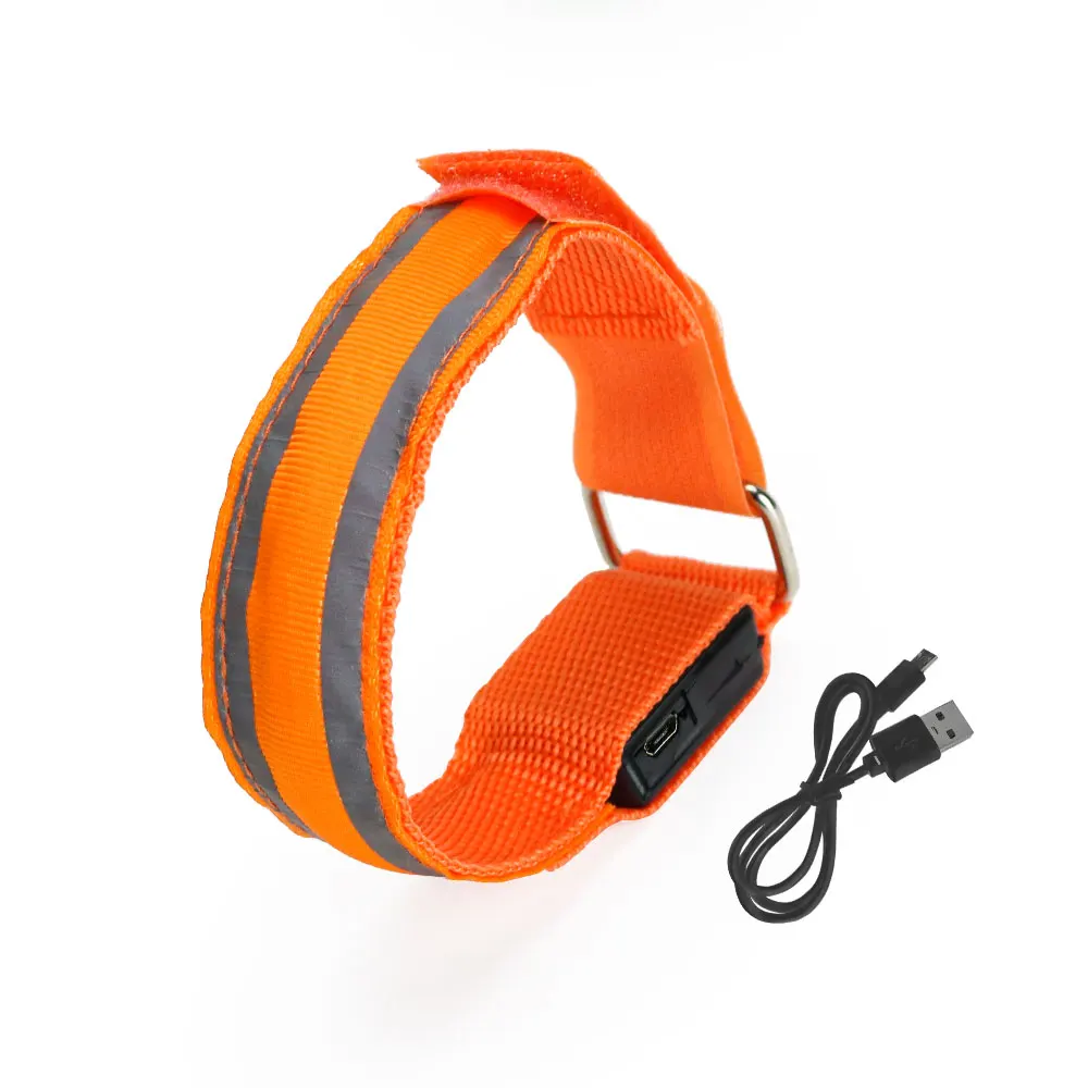 Amazon USB Adjustable rechargeable LED arm band scooter bike safety light up arm belts Running concerts Led colorful armband