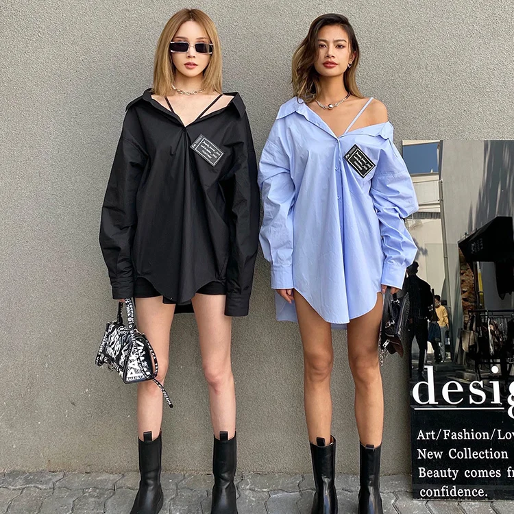 Designer Long Sleeve Sexy Loose Fashion Long Tops Blouse Women Ladies New Model Shirts