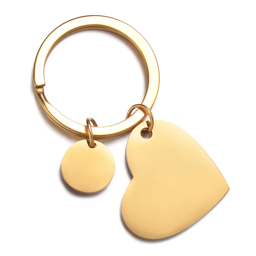 2024 Custom 204 Stainless Steel Keychains Laser Cuttingsublimation Heart Shape Roundness Blanks for Promotional Gift