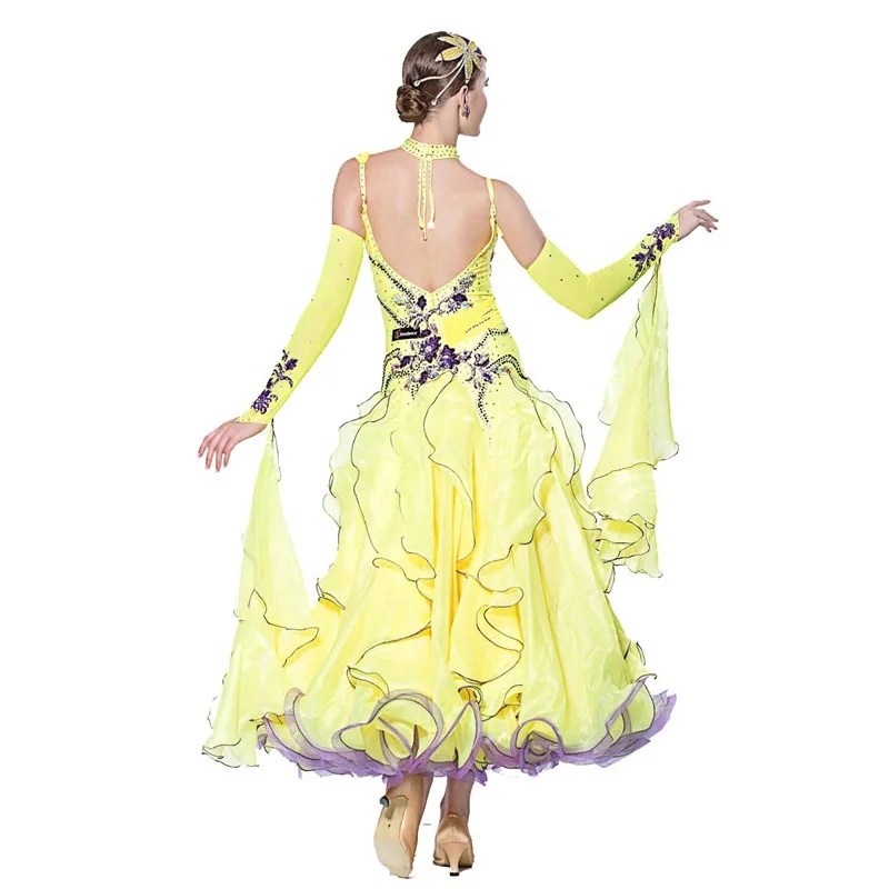 B-1458 National Standard Ballroom Dancing Dress Modern Costume Competition Waltz tango Big Pendulum Performance for Sale