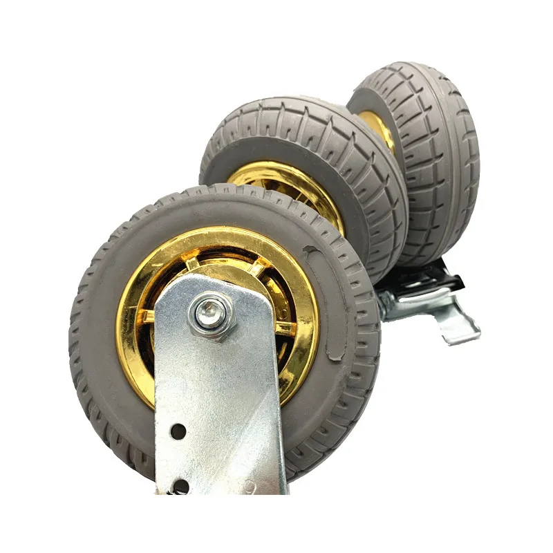 Punched Steel No Noise Solid High Elastic Gray Industrial rubber wheels Durable medium duty trolley caster wheels