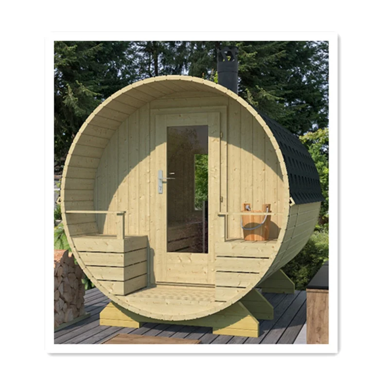 Round Barrel Sauna  Outdoor Sauna  High End Sauna