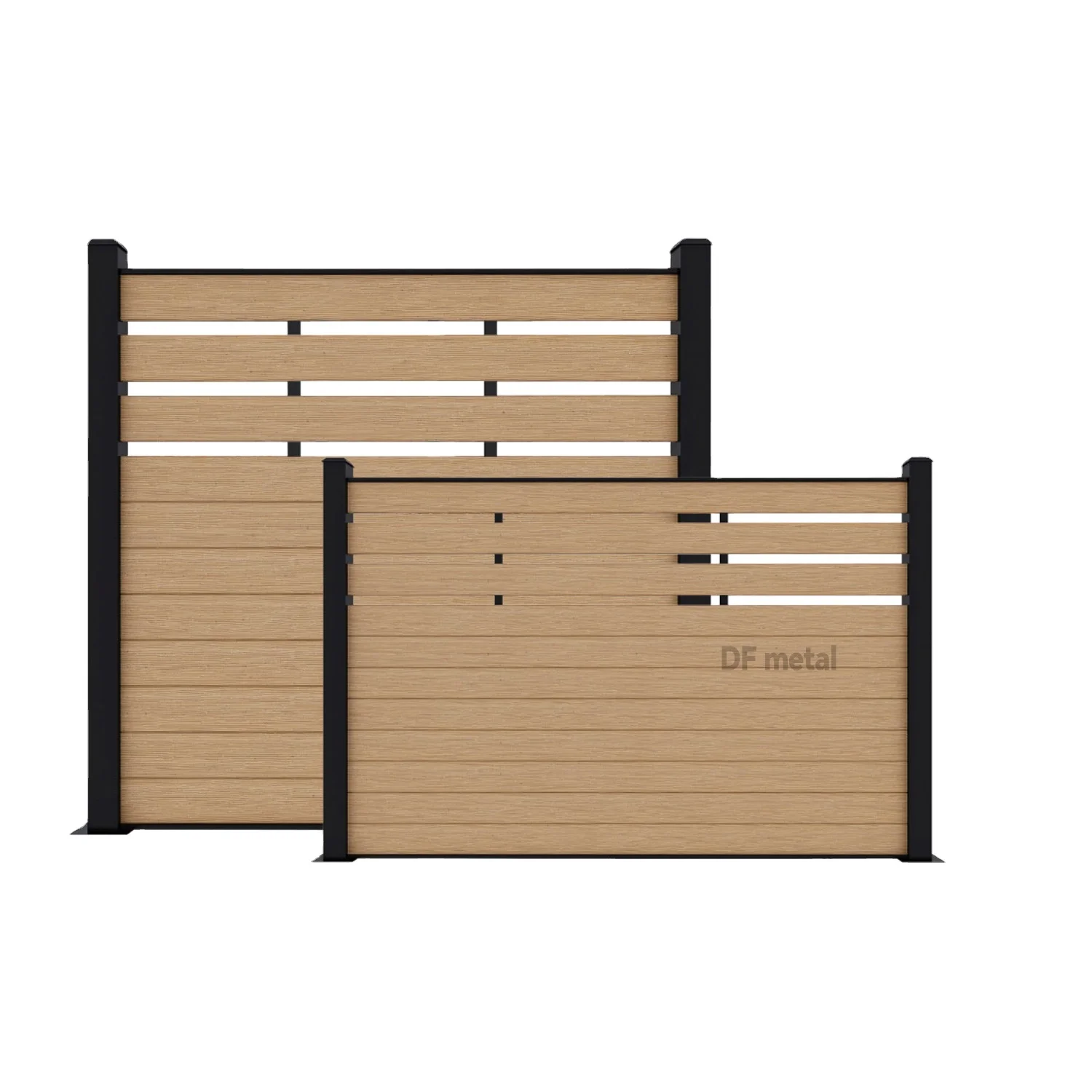 DF Outdoor Aluminum Wpc Composite Fence  Horizontal Black Aluminium Post Wpc Fence Panels Waterproof Boards Wpc Garden Fence