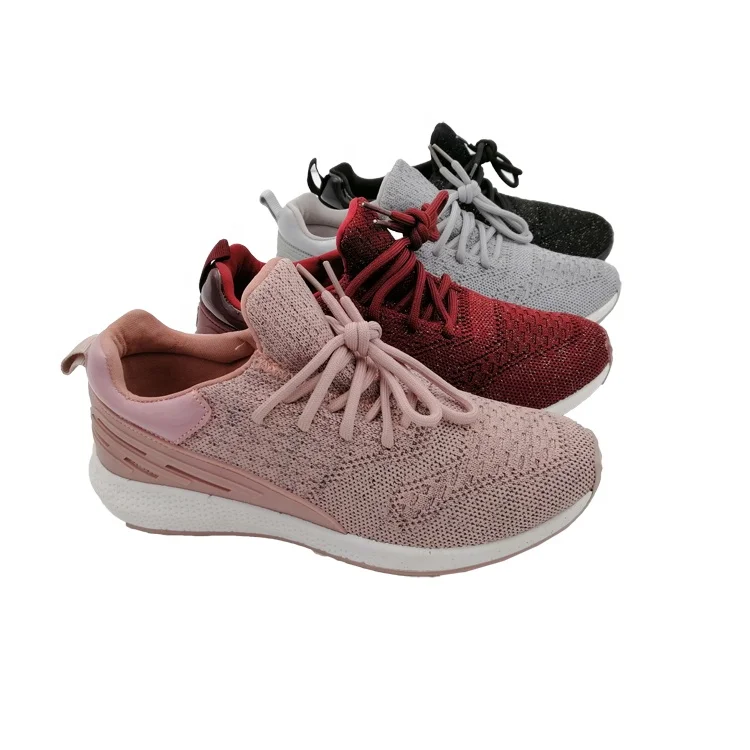 
custom flat shoes casual women knit sport sneakers black 