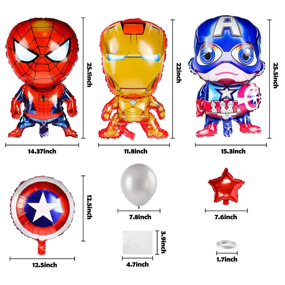Wholesale Superhero Blue Star Balloons Sets Happy Birthday Cartoon Anime Spiderman Theme Party Favor Decorations Kit for Kids