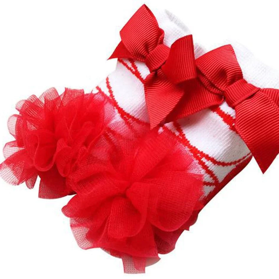 0-12 Months Baby Socks Infant Lace Floral Socks For Princess Girls Bowknots Socks Holiday Birthday Gifts