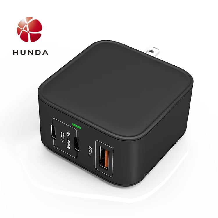 65 W Gan Charger Dual port power adaptor charging type-c Usb -c and Usb-A portable charger for travel for phone for computer