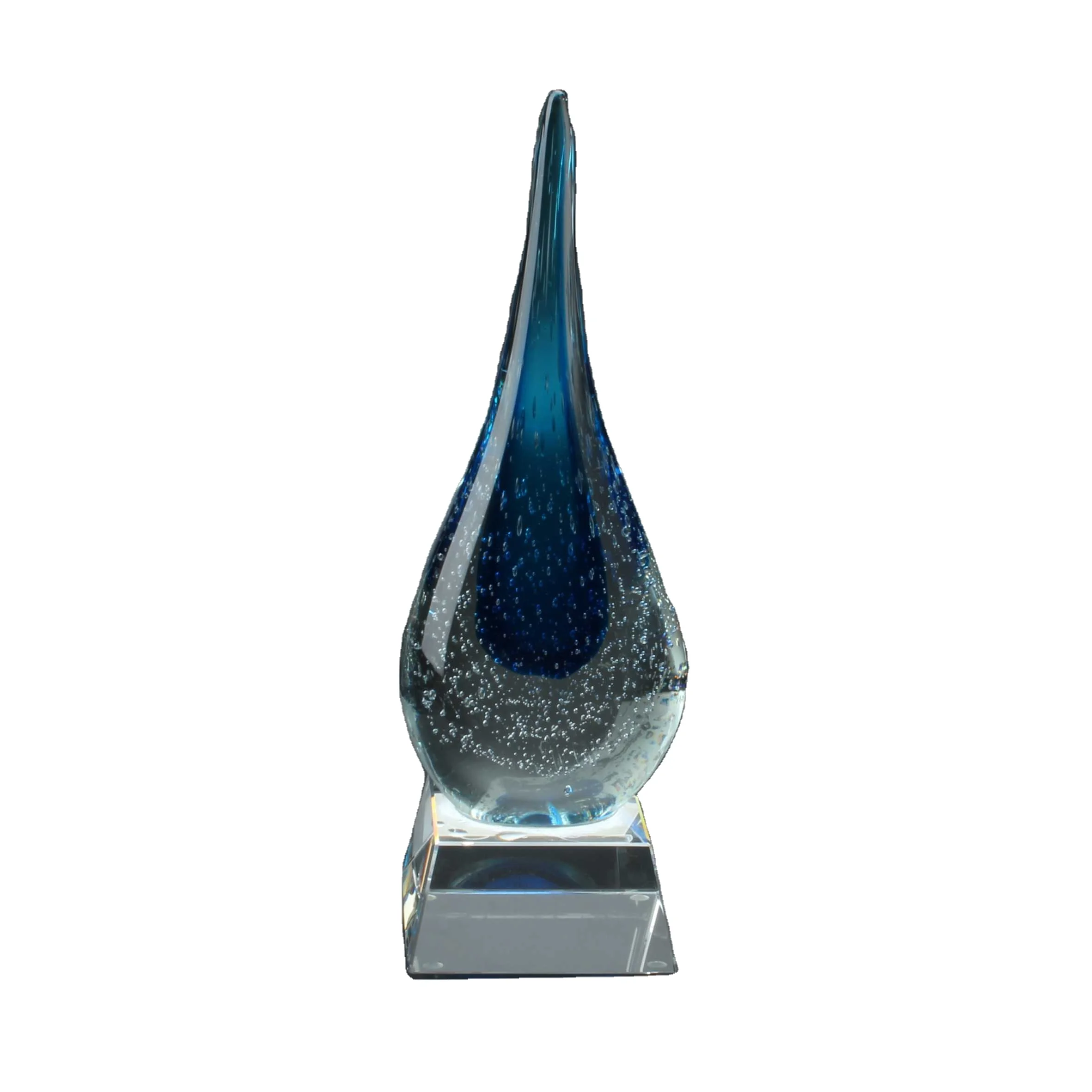 Glass Trophy TOP Quality Colourful Drop Shape Liuli Art for Business Gift Ceremony Wedding Gift Souvenir Gift Crystal Folk Art