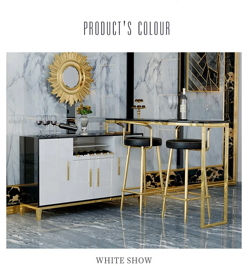 Роскошный барный шкаф из нержавеющей стали в гонконгском стиле, барный стол, барный стул, комплект комбинированной мебели для гостиной