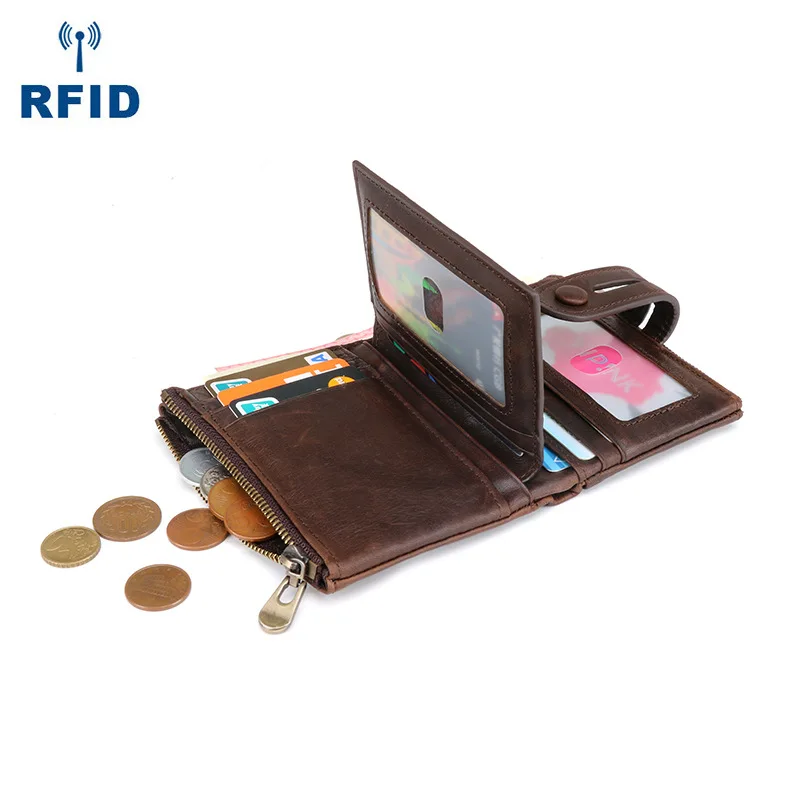  Мягкие складные кошельки Rfid из натуральной кожи для мужчин кошелек монет брелок на