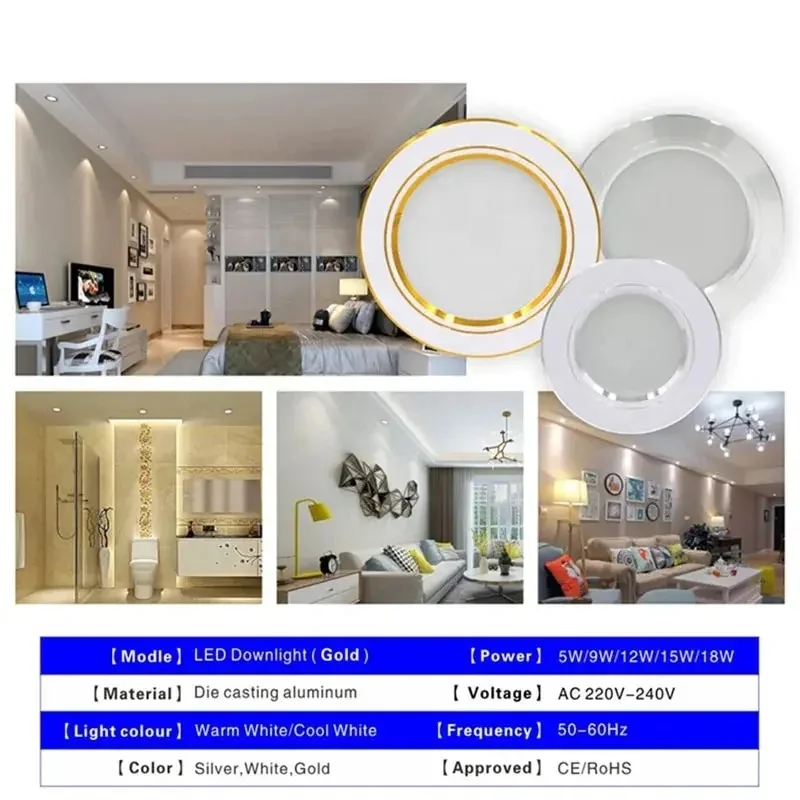 Modern Design 220V LED Downlight Panel Recessed Ceiling with Aluminum Acrylic Body 3W Light for Home and Office