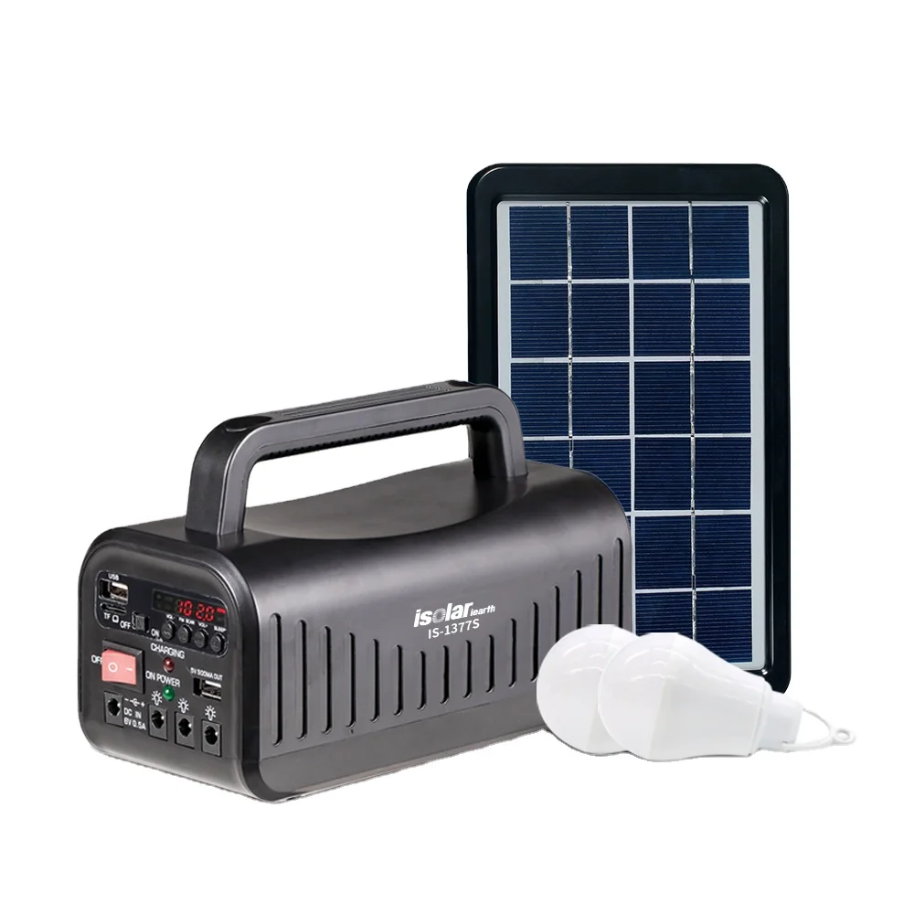 IS-1377S/BT Off Grid Small Music Mini Portable Audio Speaker Usb Radio Solar Power Panel  Kit System Energy Generator