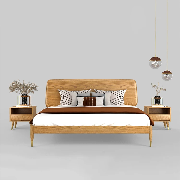 Minimalist home furniture master bed solid wood bed set