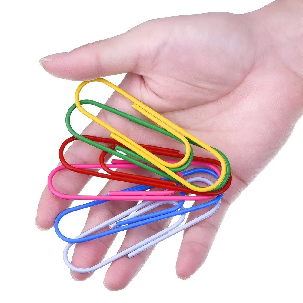 High Quality Office Stationery Colorful 50 MM Size Paper Clips 100 PCS One Color Box Metal Color  Paper clips