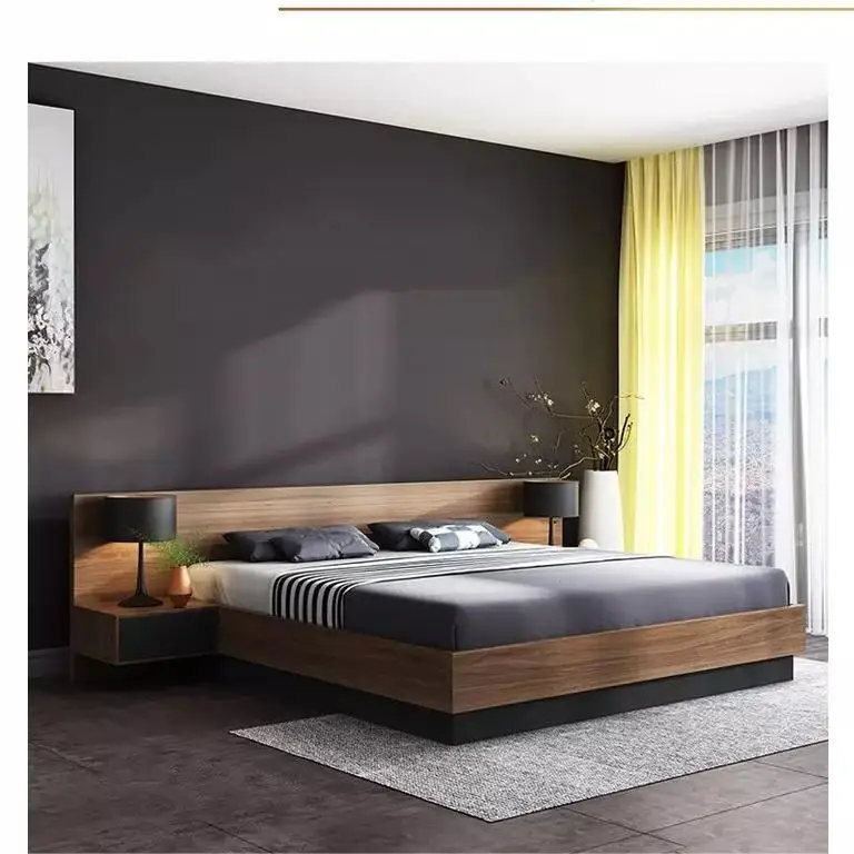 Customized Modern Bedrooms Sets Wood Storage Beds MDF Tatami Double Bed Frame With Storage and Headboard