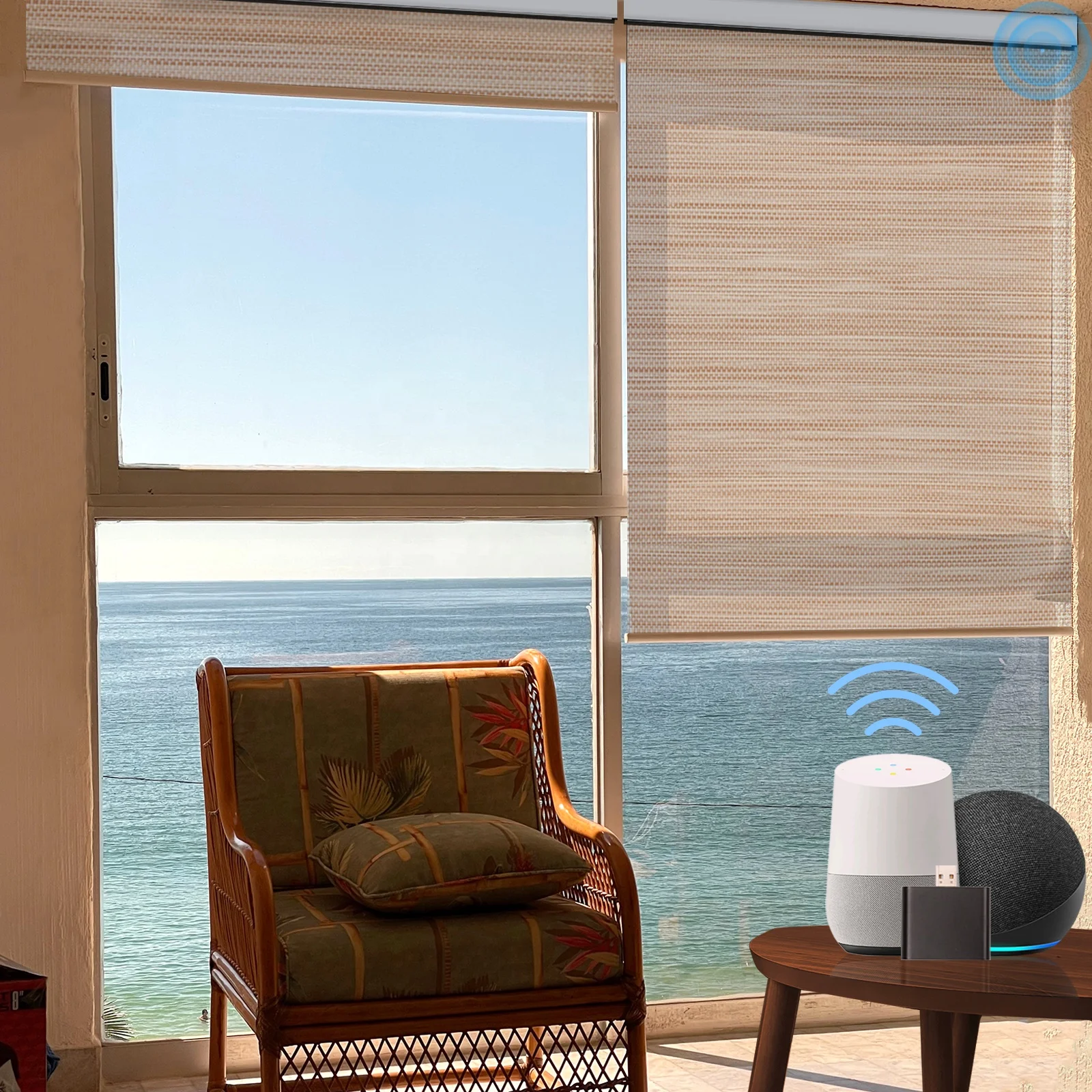 Aluminum Covers Motorised Roller Blinds Shades Smart Fabric Modern Window Cortina Roller Blind