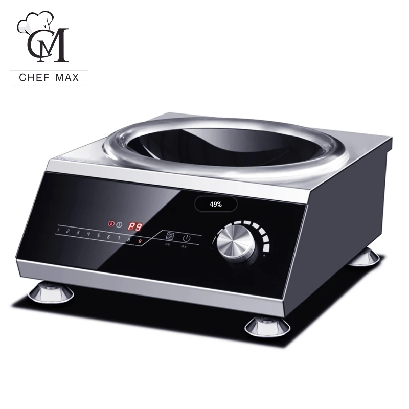 Commercial Custom 5KW Free Iron Pan Touch Knob Concave Cooktop stove induction wok induction cooker