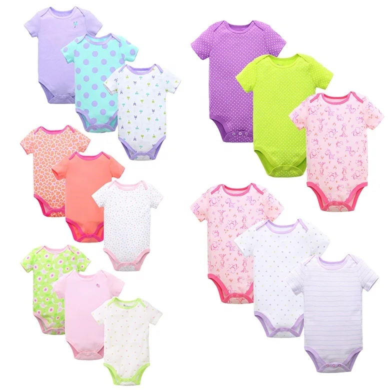 
FITBEAR 100% Cotton Babies Baby Clothes Bodysuit Print Cute Cheap Baby Romper Short Sleeve Gift Set OEM Bodysuits Wholesale 