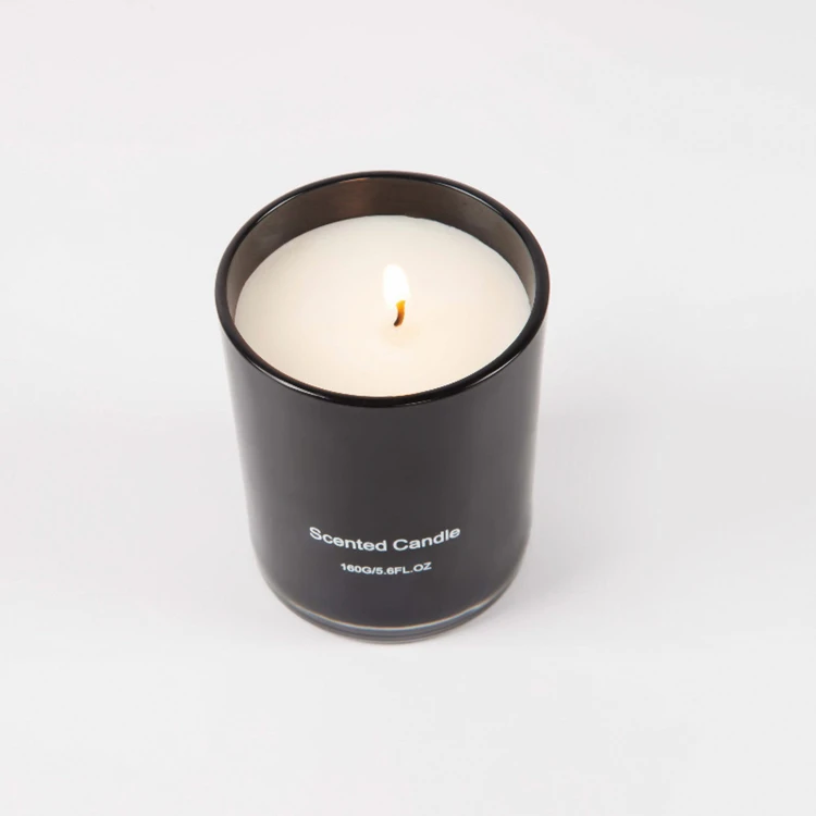 Wholesale Custom Aroma Private Label Soy Wax Candles Black Glass Scented Candle For Gift Set
