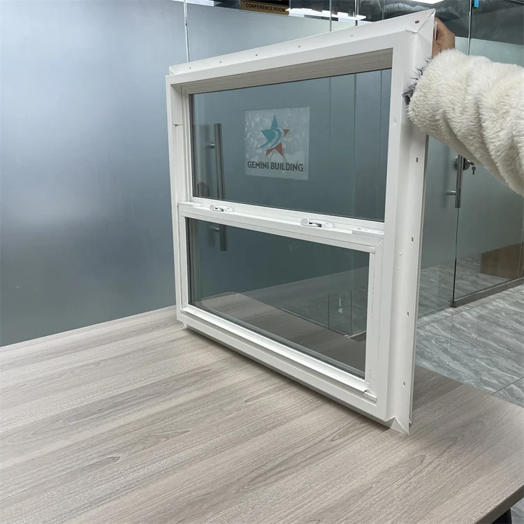 Hot Sale Pvc/Upvc Single Hung Window Factory Lift Up Hung Vinyl Hurricane Windows With Tempered Clear Glass