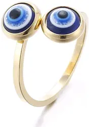 Fashion Transparent Hamsa Stones Dome Neon 18K Gold Plated Adjustable Stainless Steel For Women Diamond Rose Dainty Eye Ring