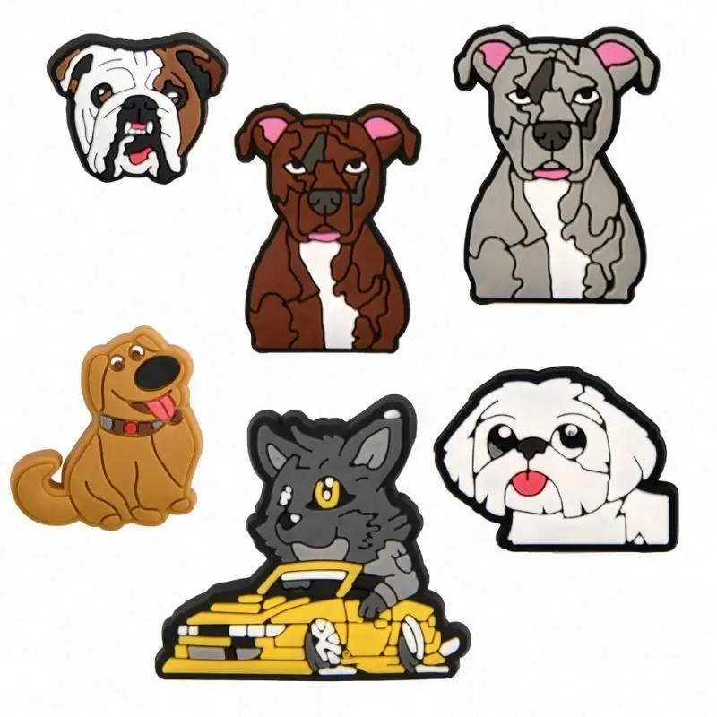 2024 Beach Rubber Cute Dog One Piece Soft PVC Customized Decorations Style Shoelace Shoe Charmsarms