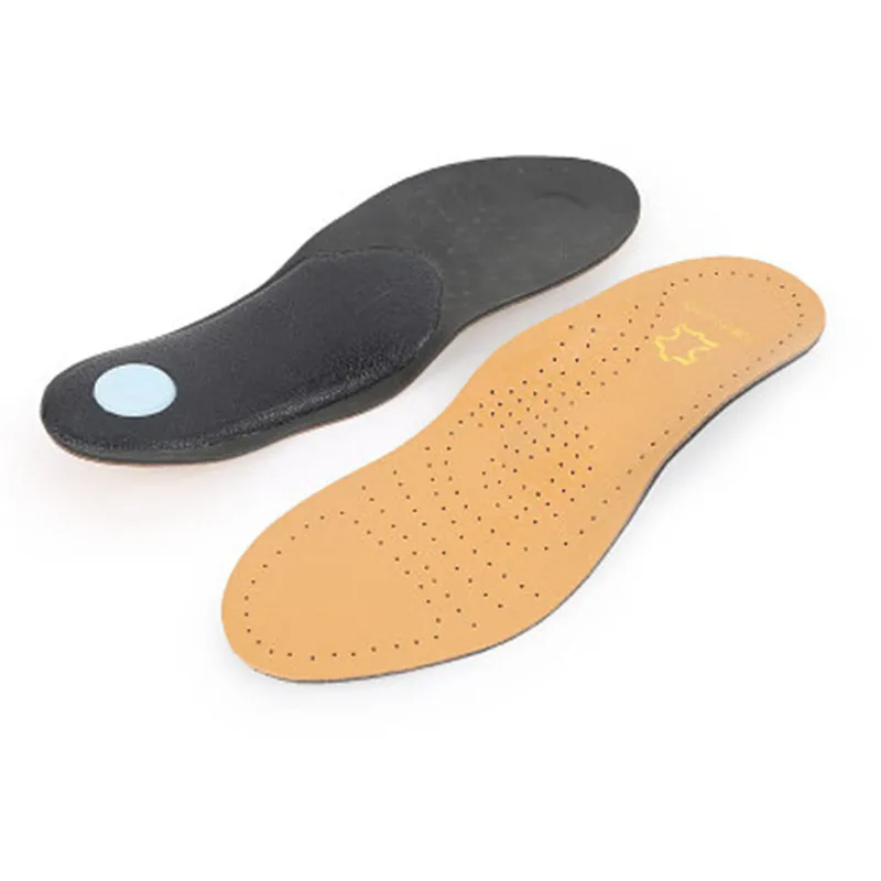 New leather orthopedic shoe arch mat latex flat bottom support pad X/O corrective soles unisex
