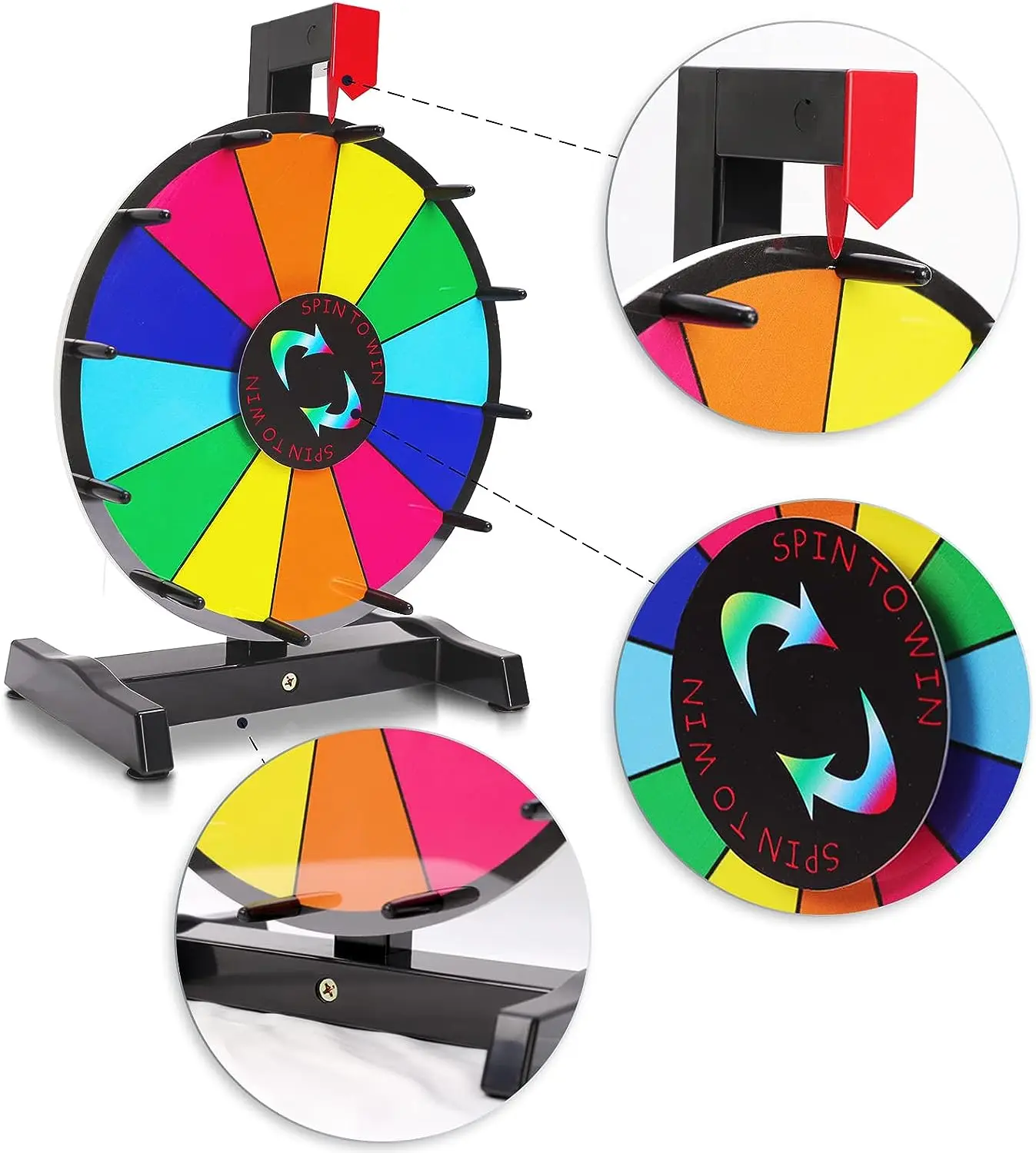 Spinning Prize Wheel Tabletop Color 14 Slots Spinning Wheel  Editable Carnival Fortune Spin to Win Casino Trade Show