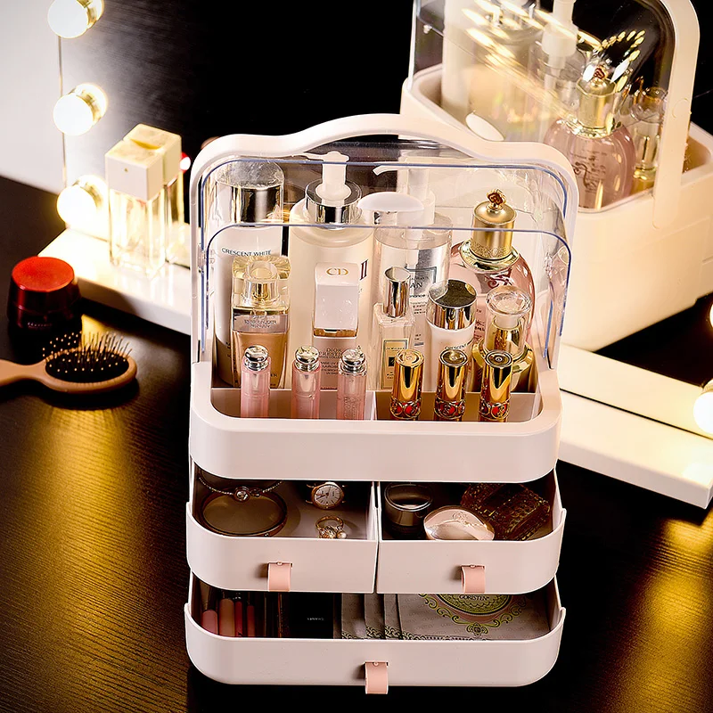 
Portable Transparent Portable Cosmetic Plastic Organizer Clear Makeup container Storage Drawer Box 