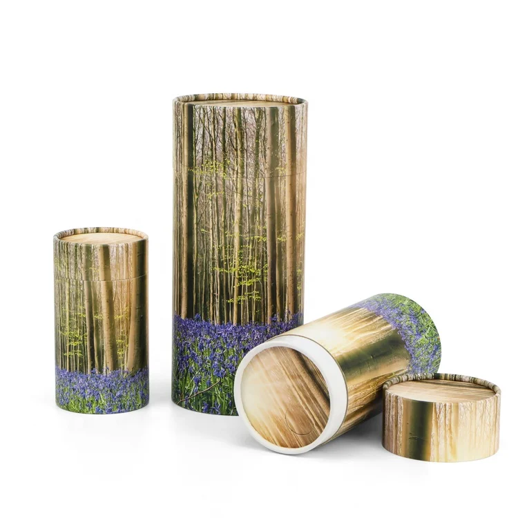 Funeral supplies lavender printed paper scatter tube cremation ashes mortuary pet memorial urn