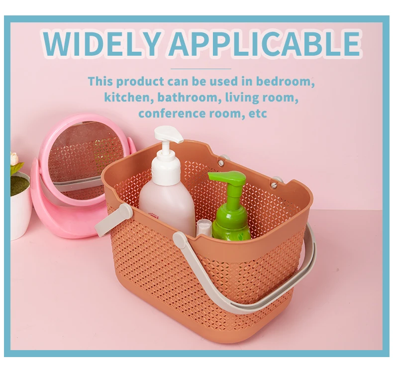 portable mini shelf storage organizing stackable laundry bathroom storage basket with handle plastic bath basket