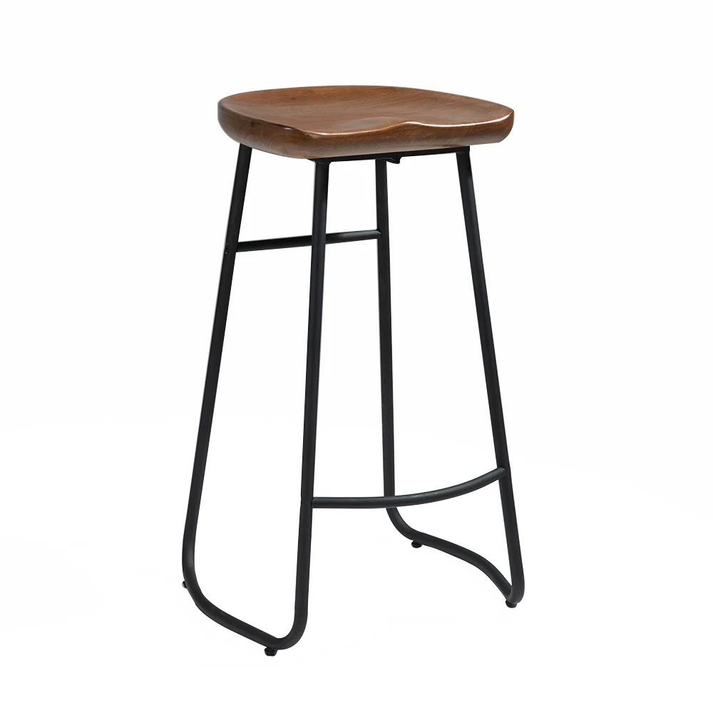 
Simple design solid wood bar stool nordic leisure chair with metal legs 