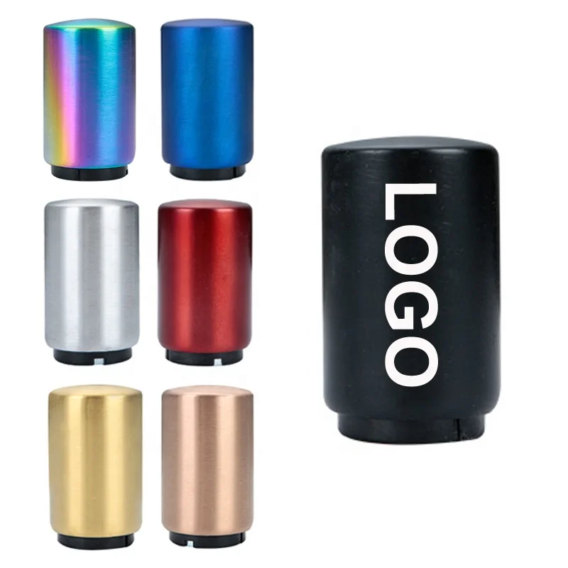 Custom Logo Stainless Steel Magnetic Bottle Opener Push Down Automatic Beer Bottle Opener