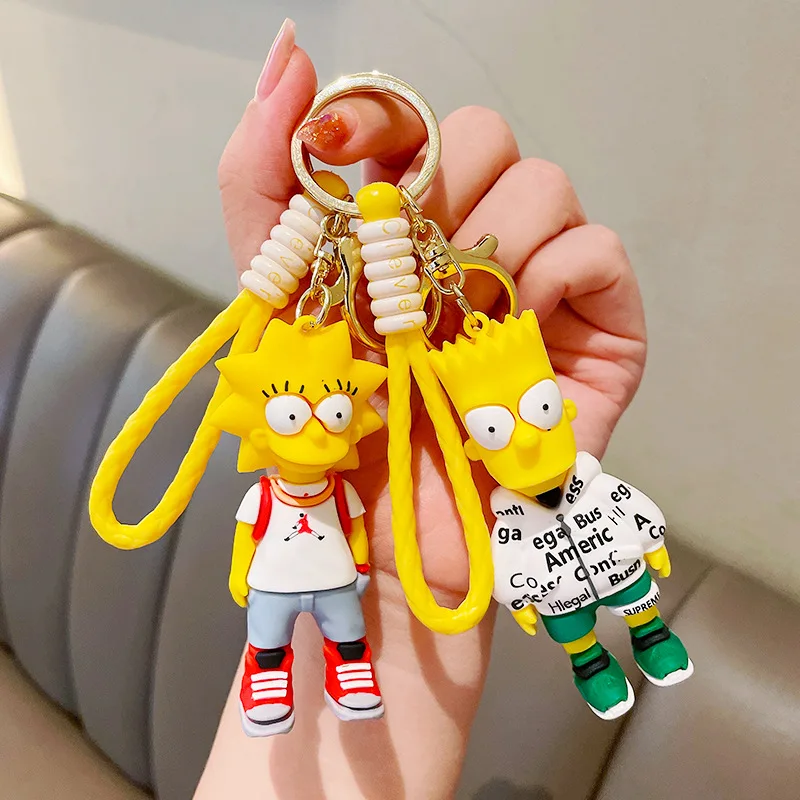Wholesale Hot Sale Bag Car Pendant Creative Cute Cartoon Character Key Chain 3D Soft PVC Rubber Homero Simpson Keychain