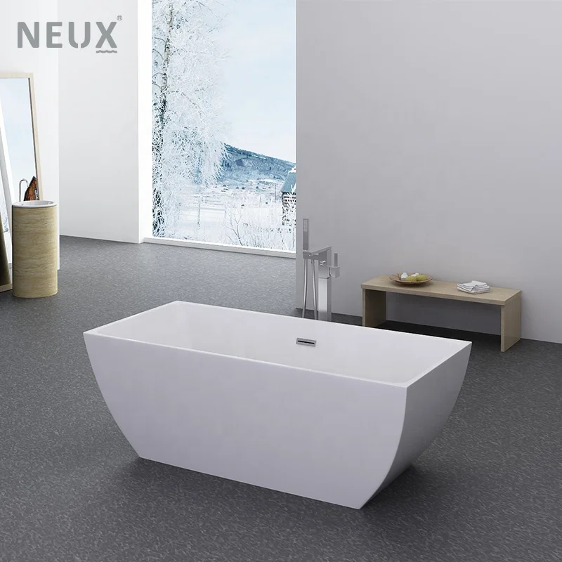 Cheap Price Independent Rectangle Free Standing Acrylic Bathtub with Shower Faucet