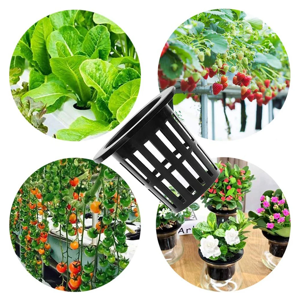 Garden Accessories Hydroponic Cups Net Pots Cups with Self-Watering Capillary Water Slotted Mesh Black Mini Rouns net Pot