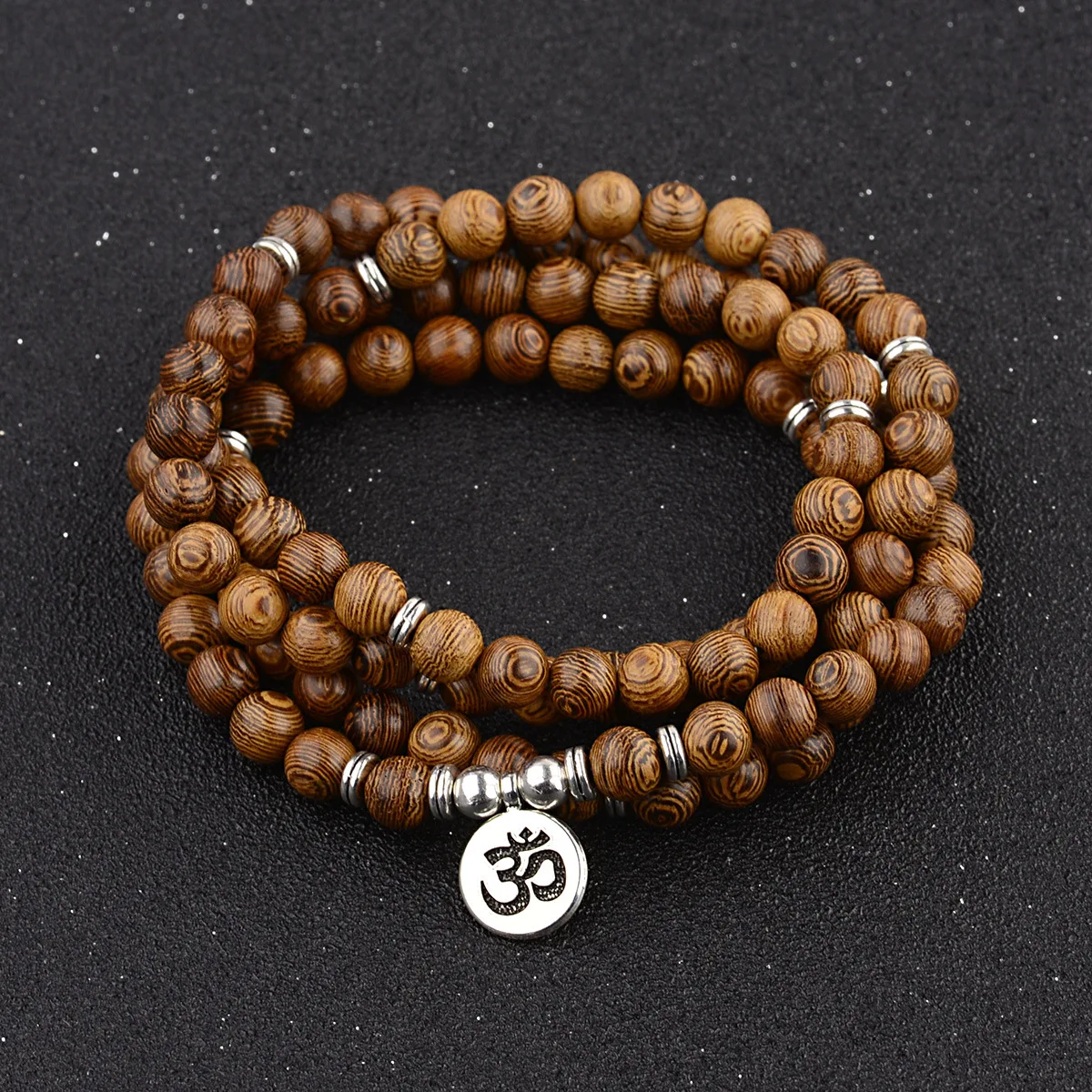  2021 Hot Sale Mult Layer 108 Wooden Beads Buddha Pendant Bracelet Elastic Yoga Energy Buddhist Lotus Charm