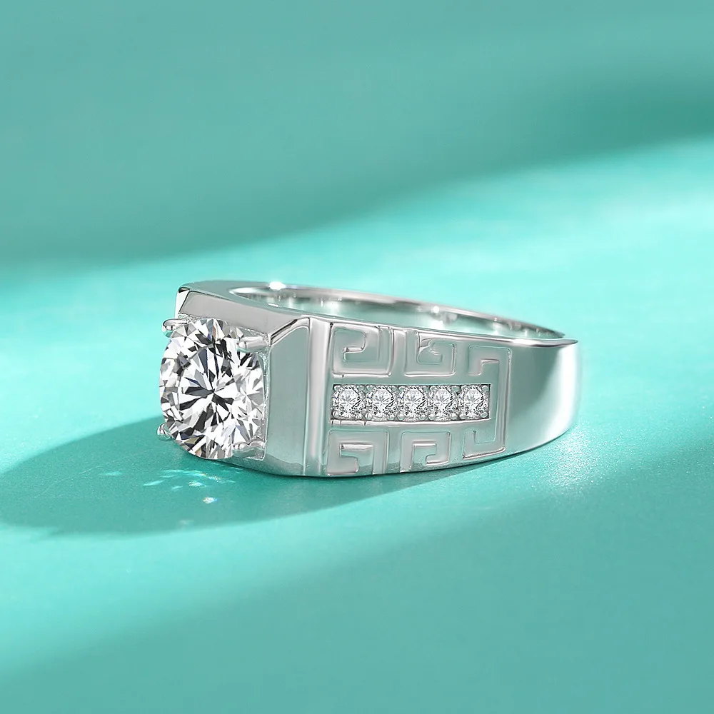Мужское кольцо из серебра 925 пробы 1 карат VVS D Moissanite