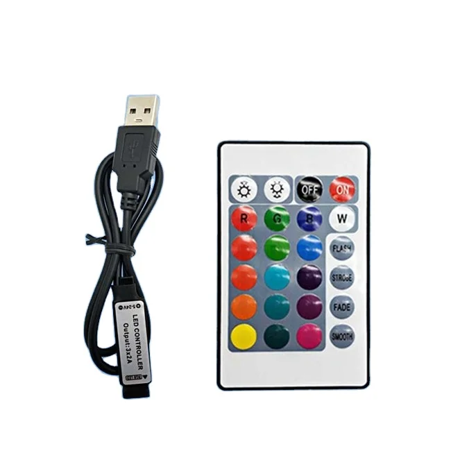 24-кнопочный мини-контроллер USB ТВ Светодиодная лента RGB переключатель управления ИК