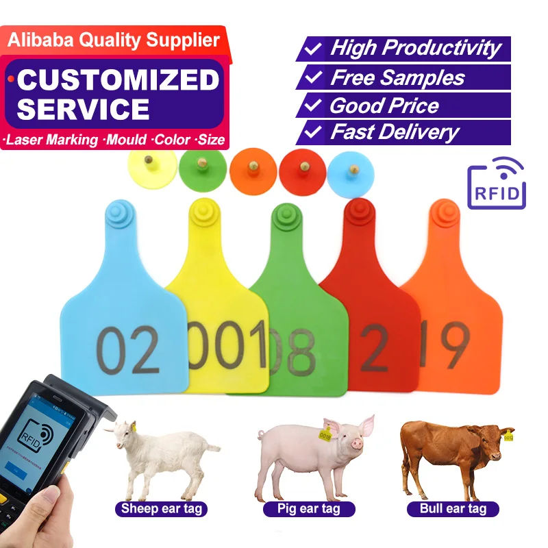 TX-ES006 cow automatic lock cattle ear tag smart animal ear tag for livestock ear tag with barcode