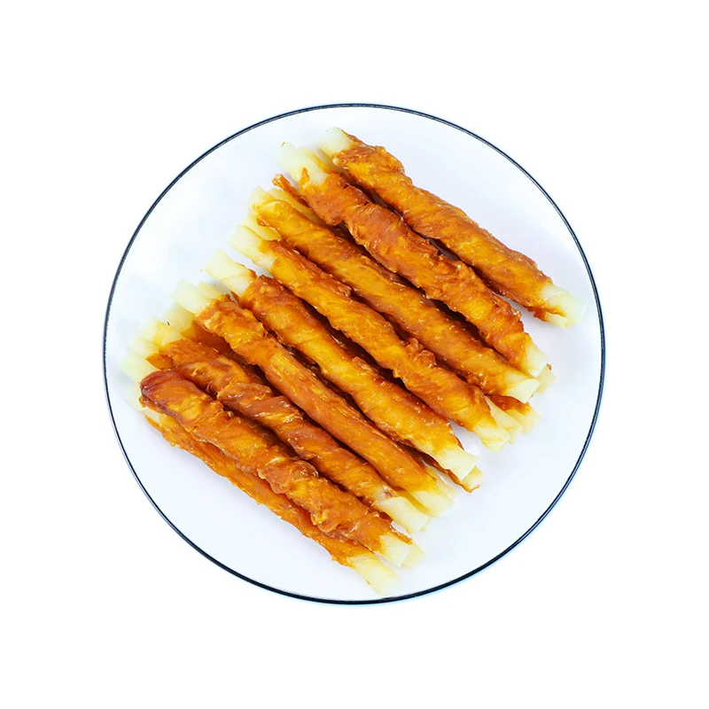 OEM Dog Treats Manufacturer Delicious Chew High Protein Chicken Cattlehide Dog Bully Stick Pet Food dog snack