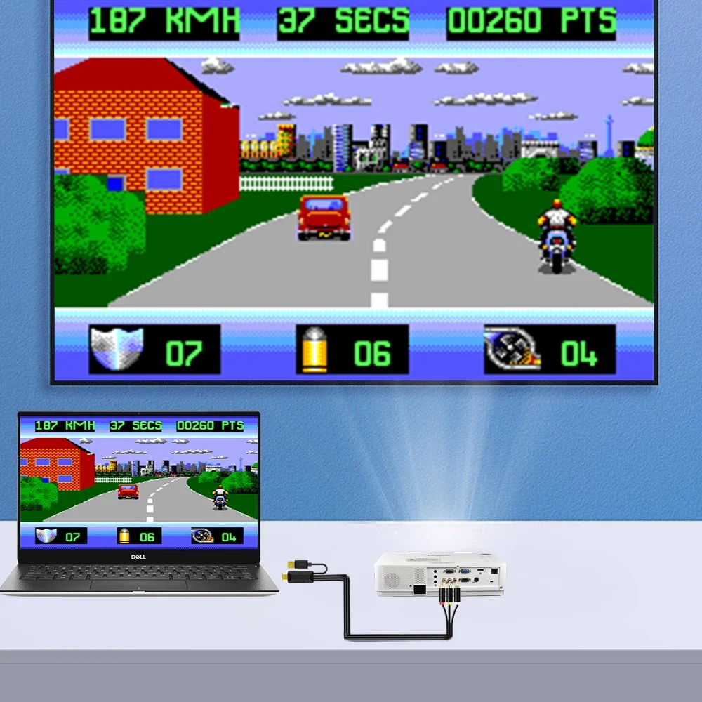 HDMI to AV CVBS Composite Converter RCA Cable For Retrogaming Consoles PC PS4 PS5 XBOX