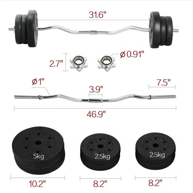wholesale gym equipment fitness barbell cement set bodybuilding adjustable barbell plate