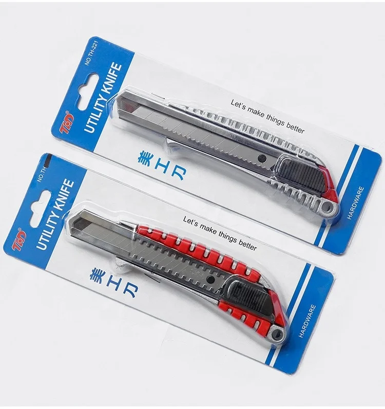 High Quality 18mm Auto-Lock Utility Knife  Practical sk5 Utility Knife with Plastic Push Hand OEM Customizable