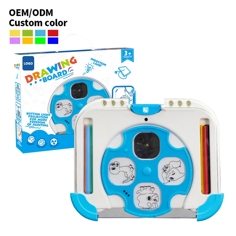 Zhorya Drawing Projector Table Children Kids  Cartoon Pattern Projection Follow Pattern Lamp Drawing Board Toys