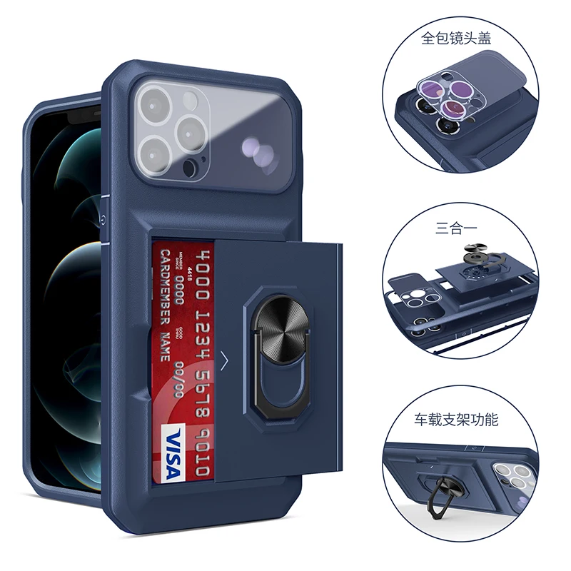 New Product Multifunction TPU PC Wallet Card Slots Ring Kickstand Magnetic Phone Case Cover For MOTO Edge 30